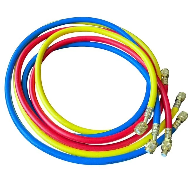 180 Cm Klima Gaz Dolum Hortumu Seti 3 Lü R134a / R1234yf 1/4 Sae Teflon Contalı 55 Bar - 275 Bar