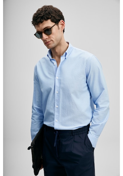 Lufian Danıel Erkek Basic Gömlek Regular Fit Mavi Mavi 111010677100300