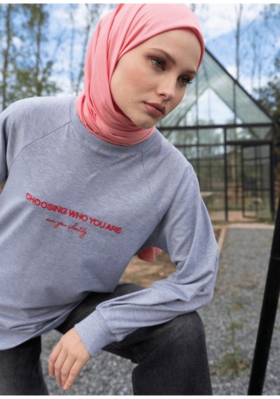 Mayovera Tesettür Eşofman Üstü- Who You Are Gri