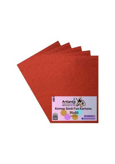 Simli Fon Kartonu 35X50 5 Adet Artlantis Simli Fon Kartonu 35x50