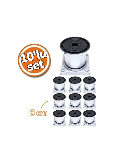 Plastik Ayak Mat Krom Kare Tabla 6cm 10'lu Set Çok Renkli Diğer