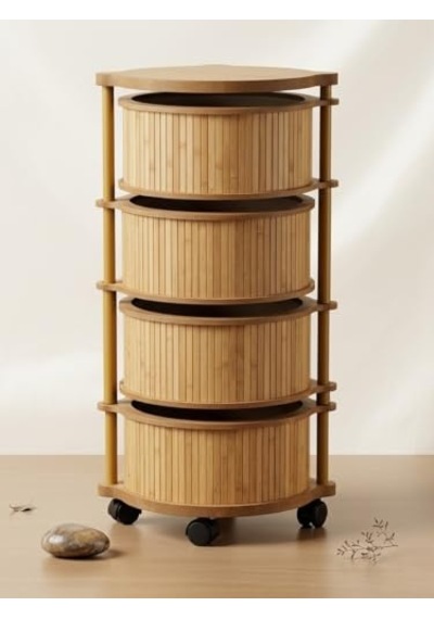 Bambu 3 Katlı Organizer Raf 43x33x98 Cm - Çok Amaçlı Banyo Mutfak Ve Balkon Düzenleyici Çok Renkli