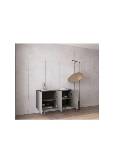 Enwood Capella Gri Mdf 3 Kapaklı Raflı 120 Lık Konsol Gri 120 X 40 Diğer