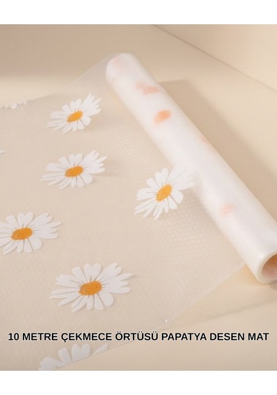 Nrzsnt 10 Metre Papatya Desenli Kolay Temizlenebilir Çekmece Matı