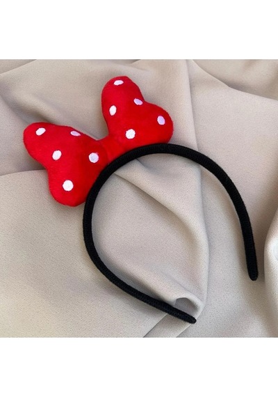 Minibuki Minnie Mouse Kırmızı Fiyonk Üzeri Puantiyeli Taç