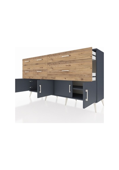 Hyperion Konsol Tek Raflı 6 Çekmeceli 4 Kapaklı 176x44x99 Antrasi Antrasit-antrasit/çam Hyperion Konsol Tek Raflı 6 Çekmeceli 4 Kapaklı 176x44x99 Antrasi Antrasit-antrasit/çam