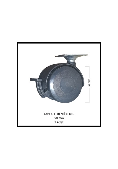 Frenli, Tablalı, Mobilya Tekerleği, 50 Mm, Ofis Koltuk, Dolap, Etejer, 360 Derece Döner Siyah