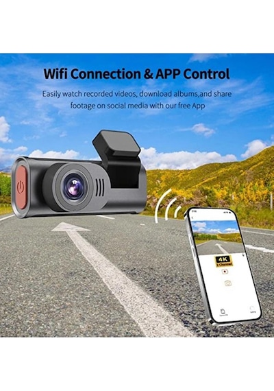 4k Wifi Çift Kameralı Araç Kamerası Gece Görüşlü G-sensörlü Dash Cam 170 Derece 96674930
