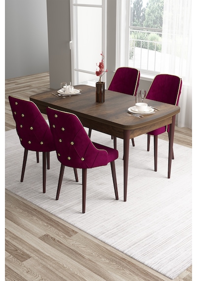 Canisa Tia Serisi 80x132 Açılabilir Mdf Mutfak Masası Takımı Barok Desen Masa 4 Mürdüm Sandalye Masa Barok Ahşap Desen Sandalye Mürdüm Canisa Tia Serisi 80x132 Açılabilir Mdf Mutfak Masası Takımı Barok Desen Masa 4 Mürdüm Sandalye Masa Barok Ahşap Desen Sandalye Mürdüm