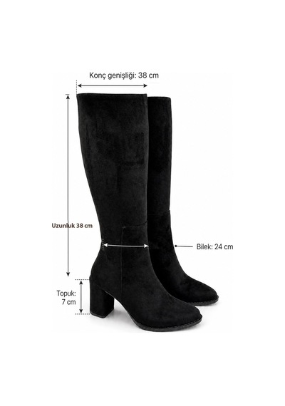 Preshley Kadın Monika Kahve Süet 7cm Topuklu Fermuarlı Çizme Acı Kahverengi
