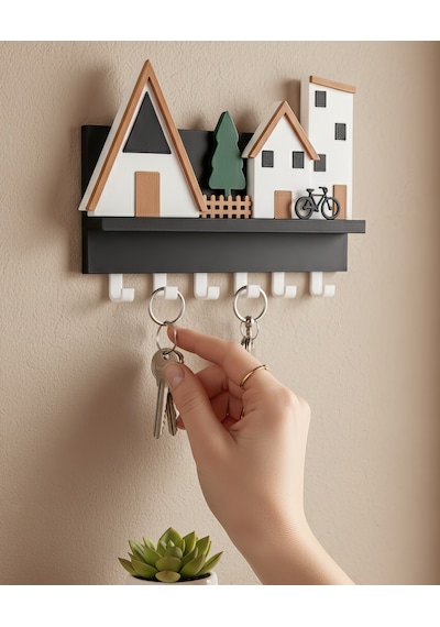 Minik Evler V2 Anahtarlık-duvar Askılı Anahtarlık - Anahtarlık Askısı-duvar Anahtarlığı 22x17 Cm 22x17 Cm