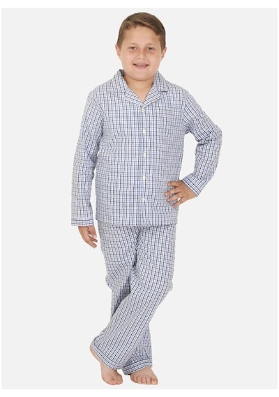 The Nuba The Don Mavi-Lacivert Ekose Desenli Erkek Çocuk Pijama Takımı (2-