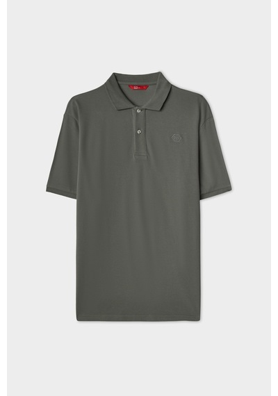 D'S Damat Ds Damat Regular Fit Füme %100 Pamuklu Uzun Ömürlü Kıvrılmaz Polo Yaka Nakışlı T-shirt 4hc14ort51000 F01