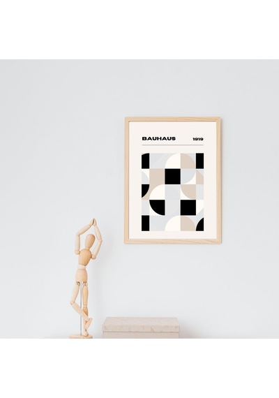 Bauhaus Minimalist Duvar Tablosu Çerçeveli 2'li Set Ahşap Renk 30 X 42 Boyut/ebat