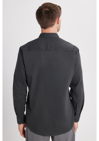 Tudors Erkek Regular Fit Rahat Kesim Çift Cepli Spor Yaka Denim Haki Gömlek-36860 Haki