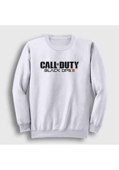 Presmono Unisex Black Ops Call Of Duty Sweatshirt Beyaz