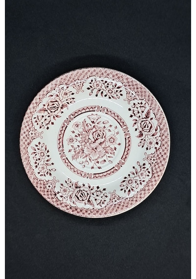 Damgasız İngiliz Vintage Çay Fincan Tabağı 15 Cm Kırmızı