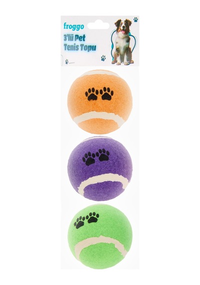 Froggoo 3'lü Pet Tenis Topu - Renkli - 5 Cm