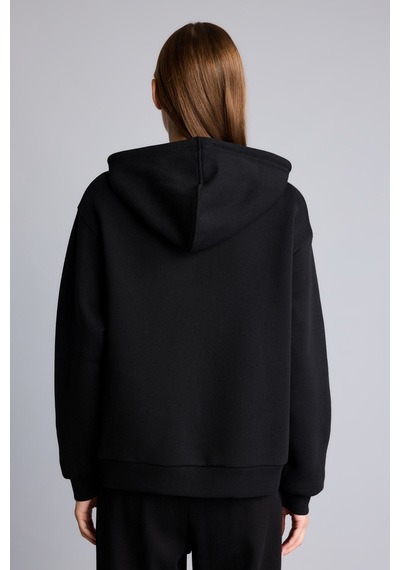 Defacto Relax Fit Kapüşonlu Fermuarlı Cepli Basic Sweatshirt Hırka D8717ax26wnbk81 Siyah-bk81