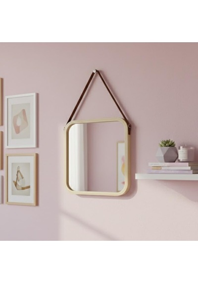 Askılı Ahşap Çerçeveli Kare Ayna 32x42 Cm Deri Askılı Duvar Aynası, Modern Minimal Dekoratif Ayna, Antre Banyo Yatak Odası İçin & Askılı Ahşap Çerçeveli Kare Ayna 32x42 Cm Deri Askılı Duvar Aynası, Modern Minimal Dekoratif Ayna, Antre Banyo Yatak Odası İçin &
