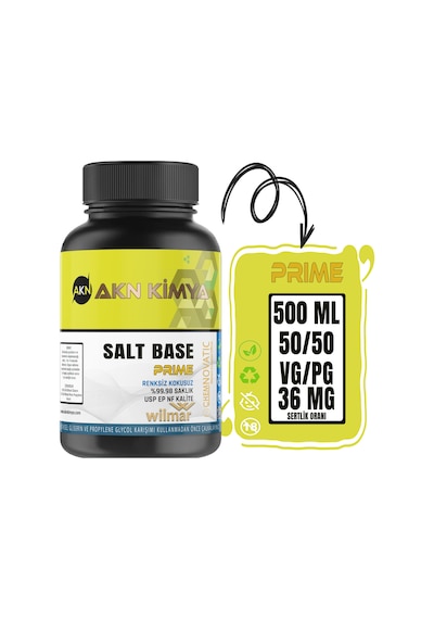 Akn Kimya Prime Salt Base Vg Pg 50-50 36 MG 500 ML
