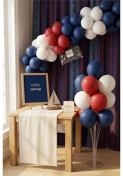 Denizci Temalı Doğum Günü Süsleme Deluxe Set Koyu Mavi Keçe Yazı Panosu Standlı Balon Zincirli 7li Şeffaf Balon Standlı Kaptan Seti Denizci Temalı Doğum Günü Süsleme Deluxe Set Koyu Mavi Keçe Yazı Panosu Standlı Balon Zincirli 7li Şeffaf Balon Standlı Kaptan Seti