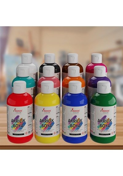 Tüm Renkler Akrilik Boya 12'li Set 12x250 Gr Renkli
