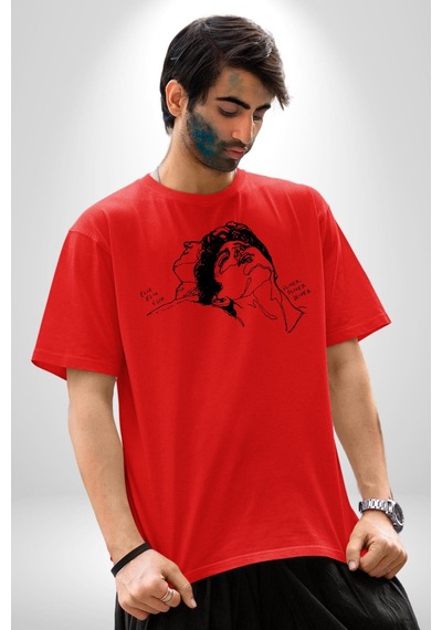 Elio Ve Oliver Call Me By Your Name Pamuklu Bisiklet Yaka Unisex Oversize Boyfriend Dijital Baskılı Kırmızı T-shirt Kırmızı