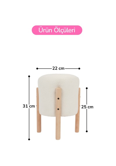 Çocuklar İçin Ahşap Makyaj Masası Ve Yuvarlak Puf Seti