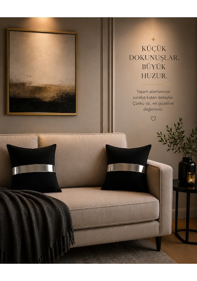 Kırlent 1 Dekoratif 4lü Set Takımı Modern Lüks Salon Koltuk Kanepe Yastık Gümüş Siyah Gizli Fermuarlı Trend Özel Çok Renkli