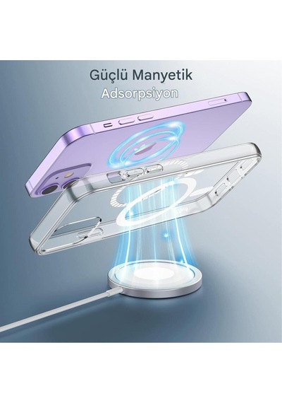 Apple Uyumlu iPhone 12 Şeffaf Magsafe Kılıf Şeffaf