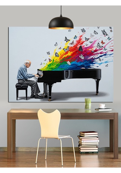 Piyano Çalan Piyanist Sanat Dekoratif Kanvas - Mdf Ahşap Tablo