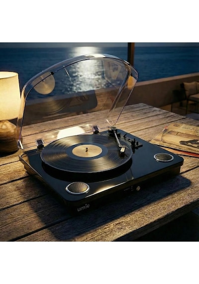 Umie Bemol Siyah Piano Kaplama 10w Bt İn, Bt Out, Rca, Usb Özellikli Nostaljik Pikap