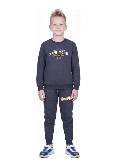 Fyk Kids 3'lü Yuvarlak Yaka Baskı Detaylı 6 Parça Erkek Çocuk Eşofman Takımı Füme - Lacivert Fyk Kids 3'lü Yuvarlak Yaka Baskı Detaylı 6 Parça Erkek Çocuk Eşofman Takımı Füme - Lacivert