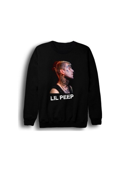 Lil Peep Baskılı Sweatshirt Siyah