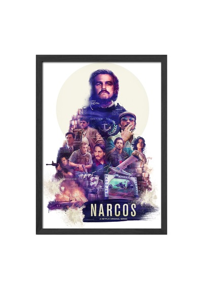 Narcos Siyah Ahşap Çerçeveli Poster, Film Duvar Tablosu
