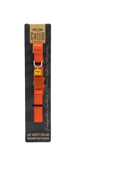 Cattie Güvenlik Tokalı Dokuma Kedi Boyun Tasması 1x15-25CM Turunc