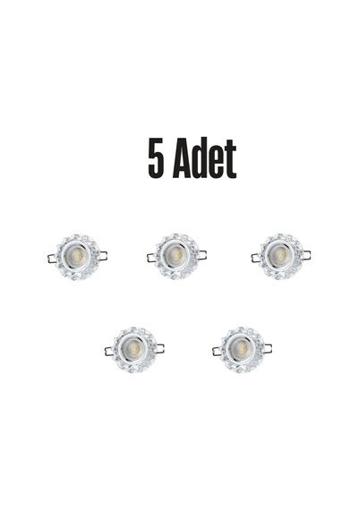 Ct-6595 Karanfil Cam Spot Ampülsüz Led Efekli 5 Adet - 3 W Led Çerçeveli Beyaz