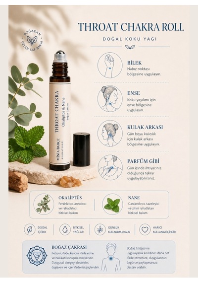 Boğaz Çakra Roll - %100 Doğal Bitkisel Yağ Karışımı 10 Ml