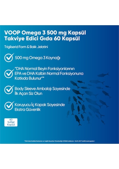 Voop Omega 3 Balık Yağı 500 MG 60 Kapsül