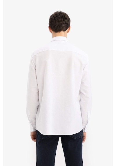 DeFacto Regular Fit Polo Yaka Keten Yazlık Uzun Kollu Beyaz Gömlek E1729AX25SPWT34 DeFacto Regular Fit Polo Yaka Keten Yazlık Uzun Kollu Beyaz Gömlek E1729AX25SPWT34