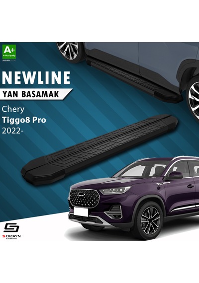 S-dizayn Chery Tiggo8 Pro Newline Siyah Yan Basamak 183 Cm 2022 Üzeri