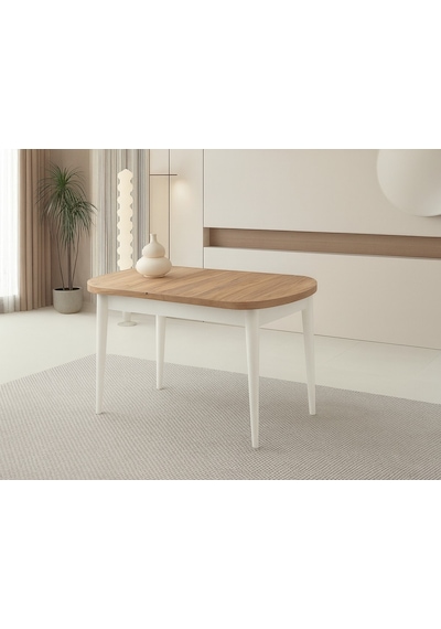 Ortadan Açılır Ahşap Yemek Masası Gizli Kaşıklık Bölmeli 80cm X 140cm Diş Budak-beyaz Meşe Ortadan Açılır Ahşap Yemek Masası Gizli Kaşıklık Bölmeli 80cm X 140cm Diş Budak-beyaz Meşe