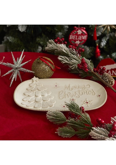 Karaca Home New Year Yılbaşı Merry Christmas Dekoratif Tabak 31x17x3 Cm