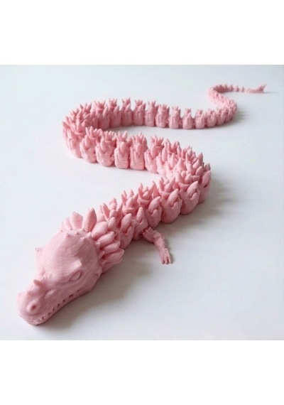 Hareketli Eklemli Yeşil Ejderha Figürü - 46 Cm Stres Oyuncağı - Esnek Eğitici Hayvan Figürü- Pembe