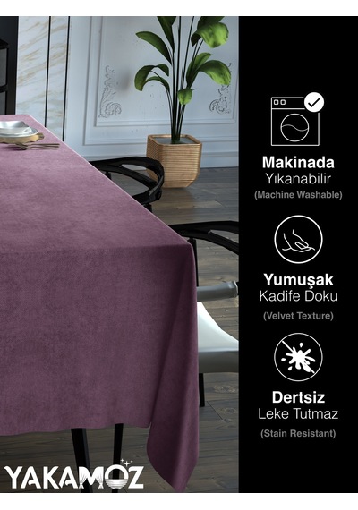 Lavanta Pembesi Kadife Dokulu Masa Örtüsü Dertsiz Velvet Touch Serisi Lavanta Pembesi
