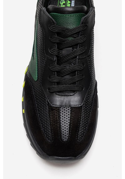 Marcomen Erkek Kalın Taban Bağcıklı Sneaker Gerçek Deri Mc 21616 Siyah/yeşil Siyah - Yeşil