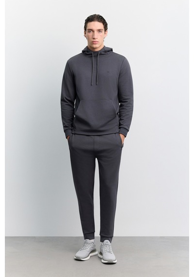Avva Erkek Antrasit Kapüşonlu Kolay Ütülenebilir İnterlok Regular Fit Sweatshirt B001034