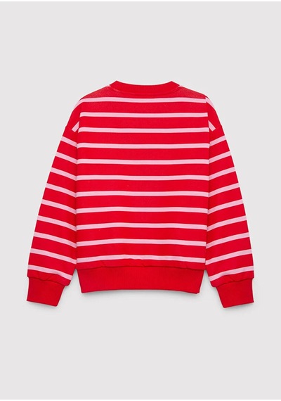 Mavi Çizgili Kırmızı Kız Çocuk Sweatshirt M7s10038-88044