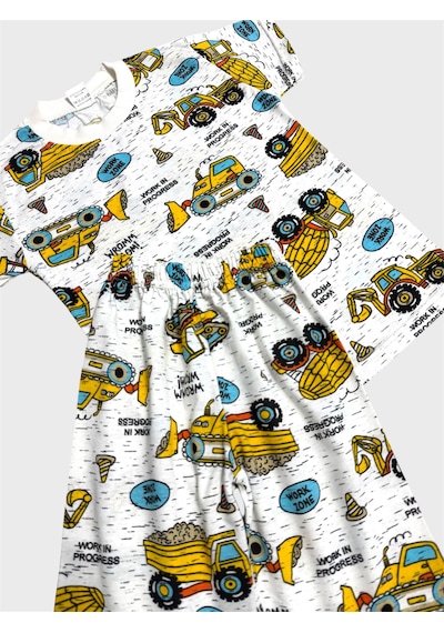 Aliş Kids Erkek Çocuk Pamuklu Beyaz Araba İş Makinesi Desenli Kısa Kollu Şortlu Yazlık Pijama Takımı Aliş Kids Erkek Çocuk Pamuklu Beyaz Araba İş Makinesi Desenli Kısa Kollu Şortlu Yazlık Pijama Takımı